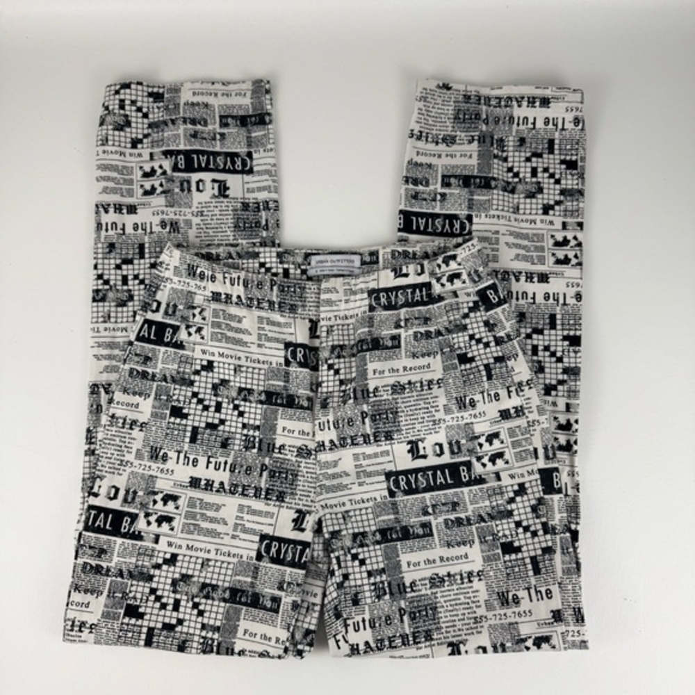 Urban Outfitters Black and White Newspaper Print Pants